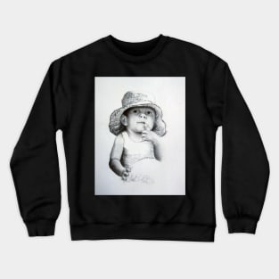 Child in Hat  - Drawing by Avril Thomas - Adelaide Artist Crewneck Sweatshirt